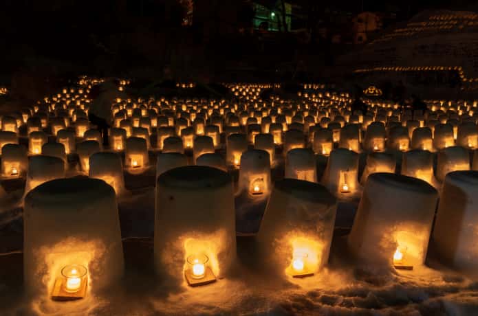 青根温泉 雪灯り