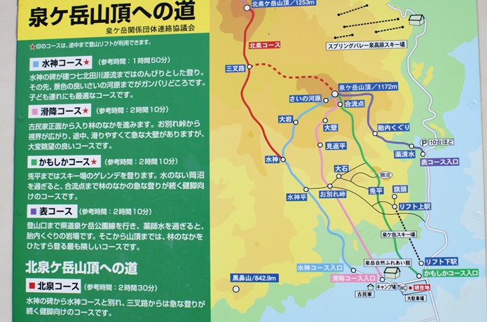 泉ヶ岳登山コース　案内