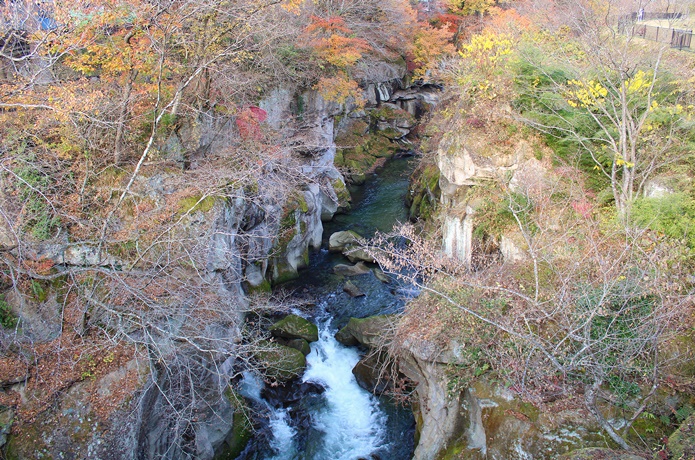 磊々峡　覗橋からみた峡谷