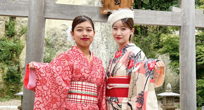 松島離宮内で体験できるレンタル着物サービス